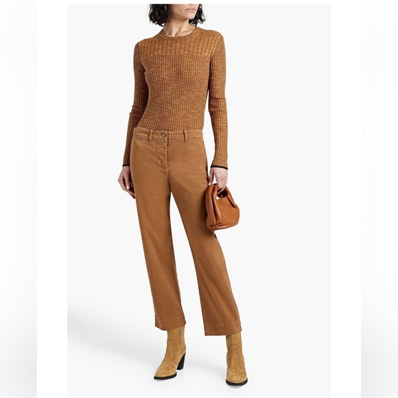 NILI LOTAN Tomboy cotton-blend twill straight-leg pants In Camel Size 4 - Picture 14 of 14